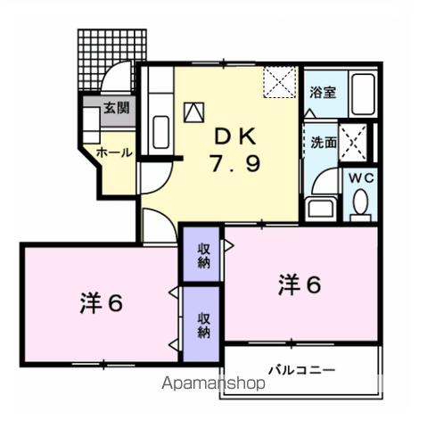 アルカンシエルⅠ(2DK/1階)の間取り写真