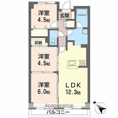 ヒュース一丘弐番館(3LDK/7階)の間取り写真
