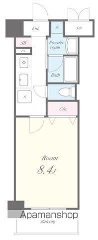 ジュモオネティ(1K/8階)の間取り写真