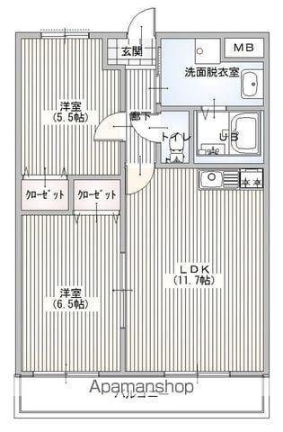 クレストガーデン南柏(2LDK/2階)の間取り写真
