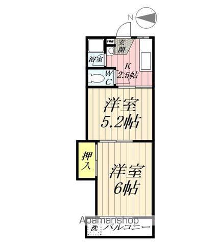 コーポタツノD棟(2K/1階)の間取り写真