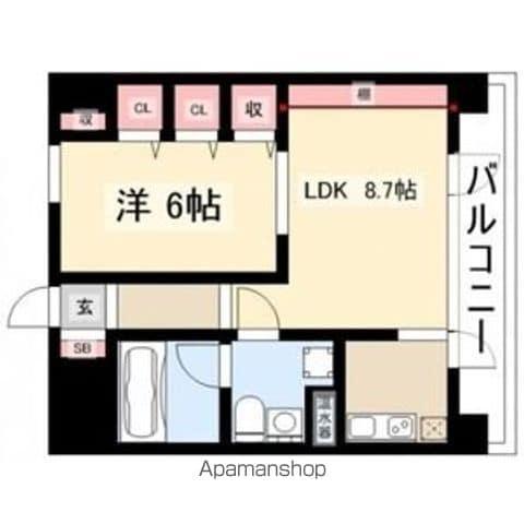 ラ・クール泉(1LDK/8階)の間取り写真