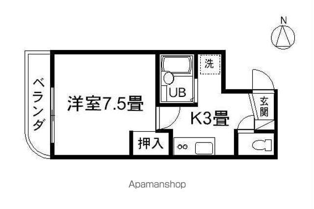 居町グリーンハイツ(1K/3階)の間取り写真