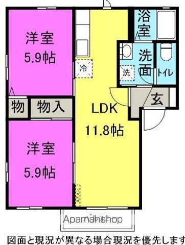 フレグランスたけくらB棟(2LDK/2階)の間取り写真