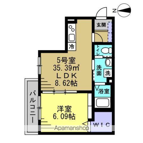 セミカ葛城Ⅱ(1LDK/3階)の間取り写真