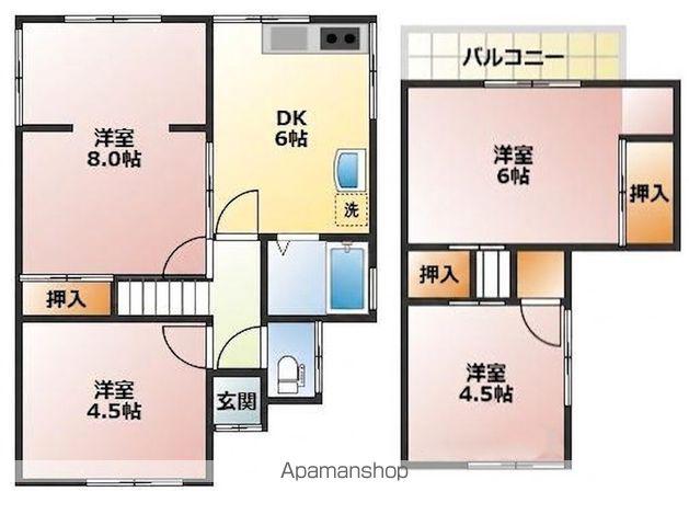 阪和線 六十谷駅 徒歩19分 2階建 築54年(4DK)の間取り写真