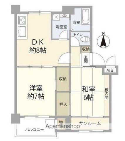 産業協会三鷹第7アパート(2DK/3階)の間取り写真