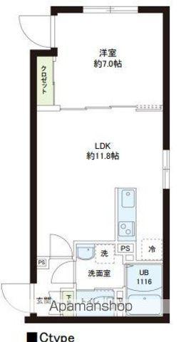 レピュア小石川レジデンス(1LDK/1階)の間取り写真