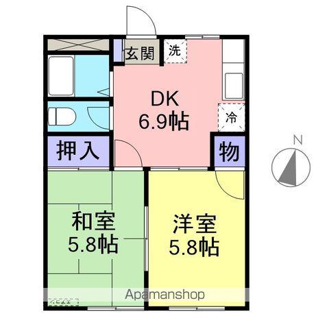 メゾン大森B(2DK/2階)の間取り写真