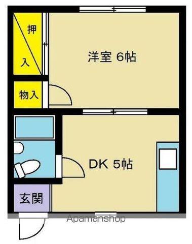 メープルコート(1DK/2階)の間取り写真