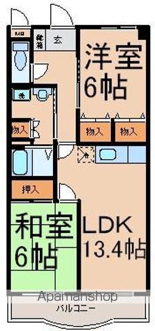 アムールクロワール(2LDK/1階)の間取り写真