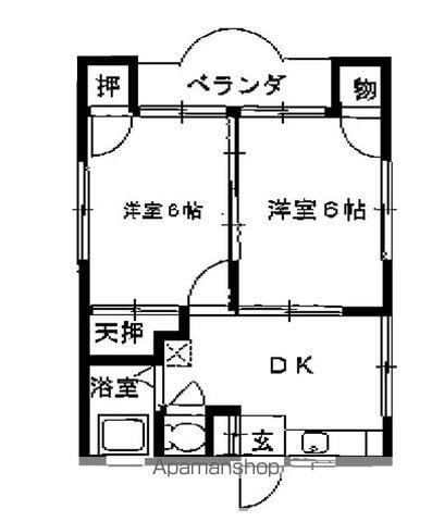 サンホワイト光が丘(2DK/2階)の間取り写真