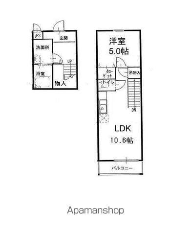 ツインフォレスト住之江Ⅱ番館(1LDK/2階)の間取り写真