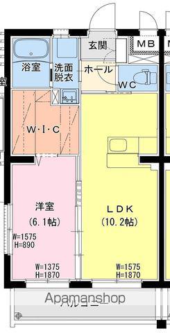 日向・原町4丁目Yマンション(1LDK/4階)の間取り写真