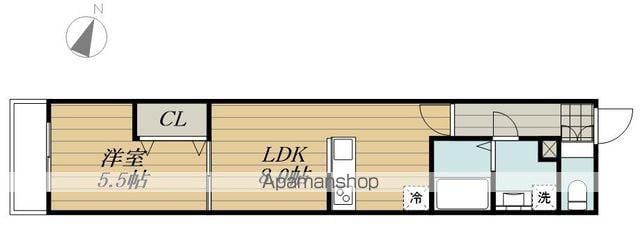 MELDIA福生Ⅲ(1LDK/1階)の間取り写真