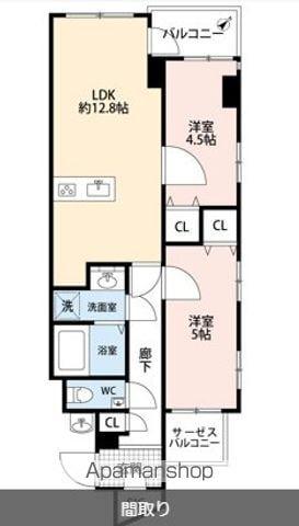 クレヴィア新宿中落合 ウエスト(2LDK/5階)の間取り写真