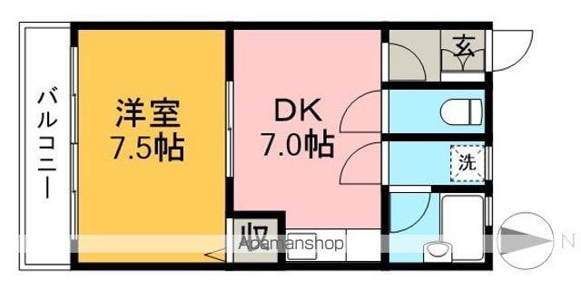 モーメント福井(1DK/2階)の間取り写真