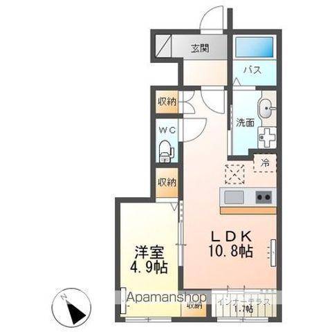 CRAISB(1LDK/1階)の間取り写真