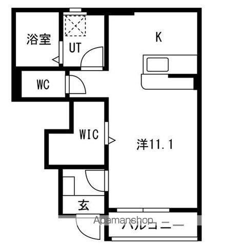 T・MハウスⅢ(ワンルーム/1階)の間取り写真
