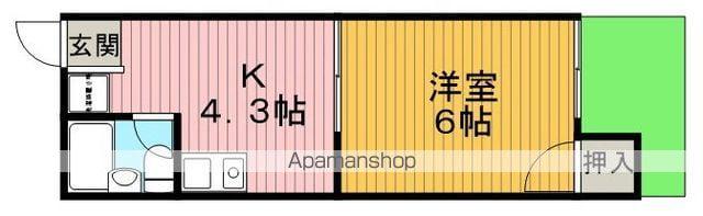 ハイツユキ(1K/1階)の間取り写真