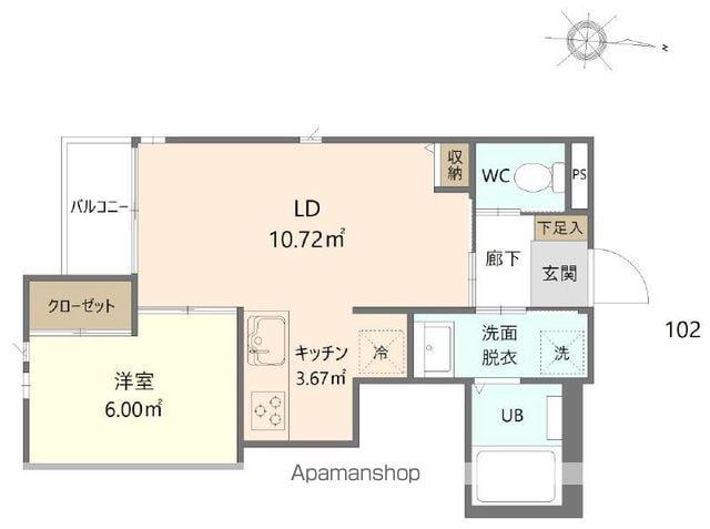 シャルマン今宿(1LDK/1階)の間取り写真