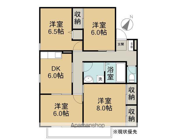 パピヨン三輪 A棟(4DK/2階)の間取り写真