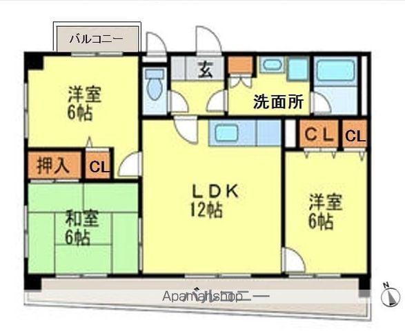 ベルメゾン桜ケ丘(3LDK/4階)の間取り写真
