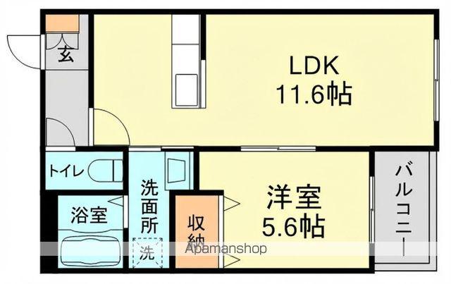 ハートフル ホティック(1LDK/2階)の間取り写真