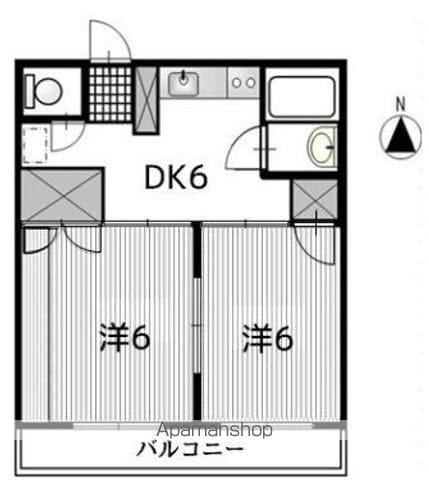 サンハイツB(2DK/1階)の間取り写真