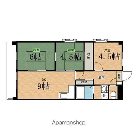 ファミーユ旭(3DK/3階)の間取り写真