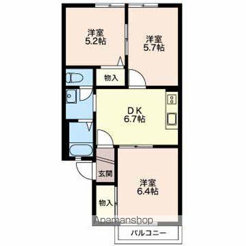 グリーン御膳洞(3DK/2階)の間取り写真