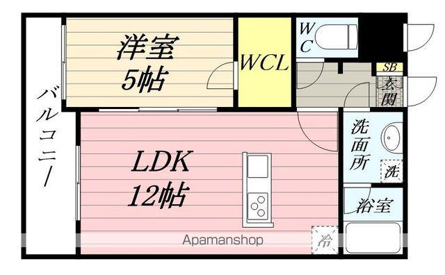 LUANA AIR RESIDENCE五橋(1LDK/1階)の間取り写真