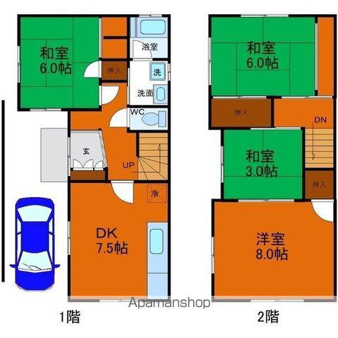 阪和線 紀伊中ノ島駅 徒歩21分 2階建 築42年(4DK)の間取り写真