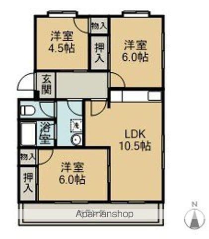 ハイツ橋岡(3LDK/3階)の間取り写真