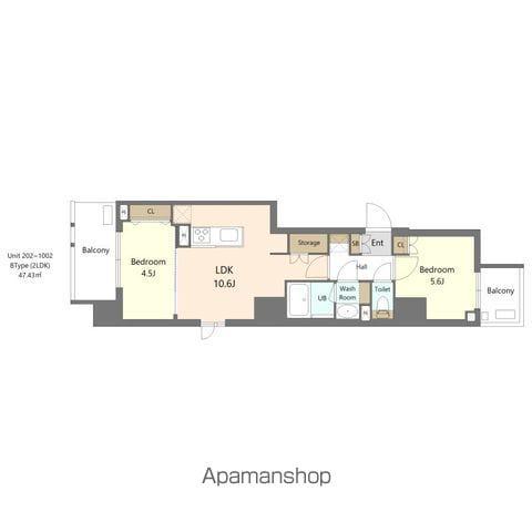 S-RESIDENCE浅草DIVERSE(2LDK/2階)の間取り写真