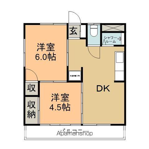 うぐいすのとまるサンティ(2DK/2階)の間取り写真