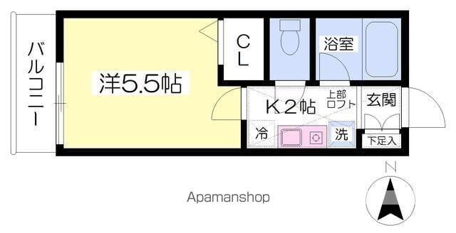 ハウスヴァンベール(1K/2階)の間取り写真