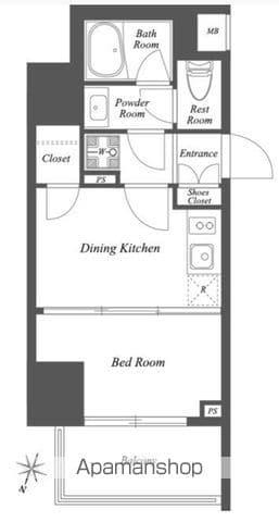THE GATEHOUSE雑司が谷(1DK/14階)の間取り写真