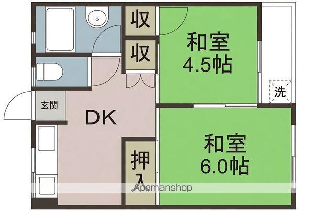 ローズ向之芝(2DK/4階)の間取り写真