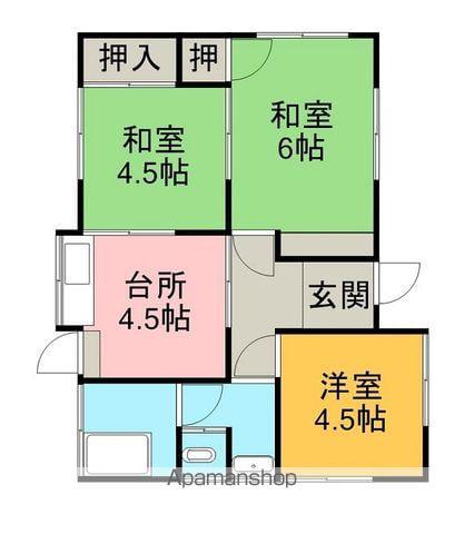 予讃線 新居浜駅 徒歩11分 1階建 築56年(3DK)の間取り写真