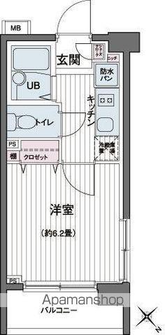 エコロジー都立大学レジデンス(1K/3階)の間取り写真