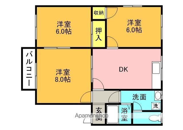 アネックス石塔Ⅴ(3DK/2階)の間取り写真