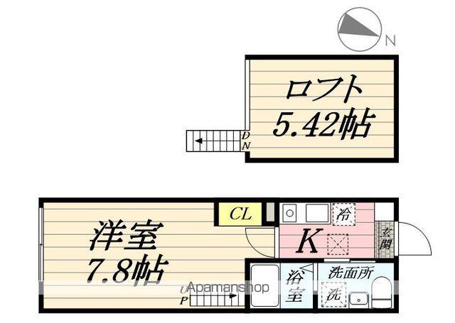 ログアップ(1K/1階)の間取り写真
