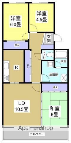 明開ハイツB(3LDK/3階)の間取り写真