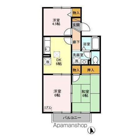 シャトルアイII(3DK/1階)の間取り写真