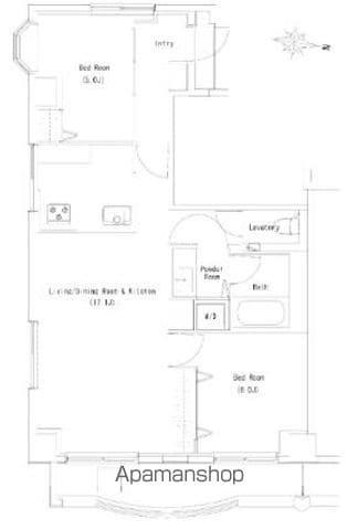 ソサエティ中野富士見町(2LDK/5階)の間取り写真