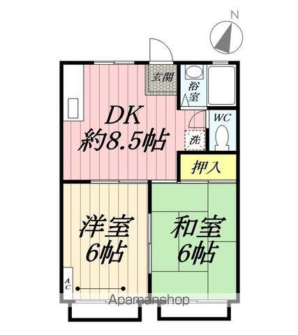 カトレアハイツ(2DK/1階)の間取り写真