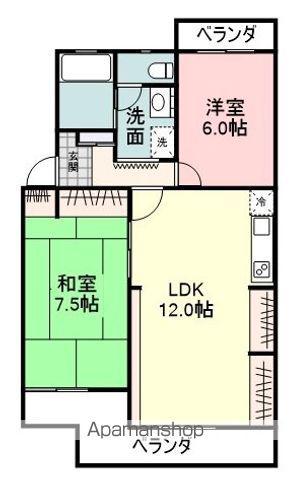 サンライズシティ(2LDK/3階)の間取り写真