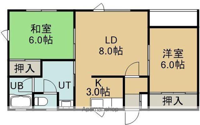 PALM HILL C(2LDK/2階)の間取り写真