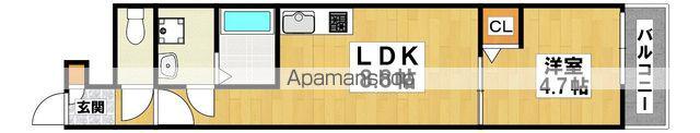 東羽衣3丁目アパート(1LDK/3階)の間取り写真